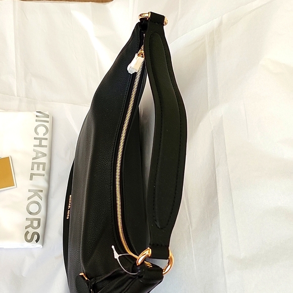 NWT MICHAEL KORS Classic Lydia Large Pebbled Leather Black Hobo Shoulder Bag - Picture 8 of 13